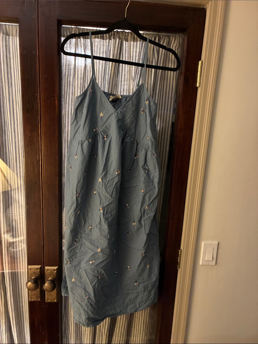 Universal Thread Light Blue Embroidered Midi Slip Dress